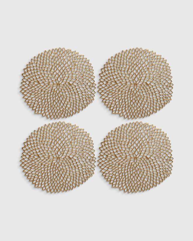Brass Pressed Dahlia Placemats, Set of 4 by Chilewich