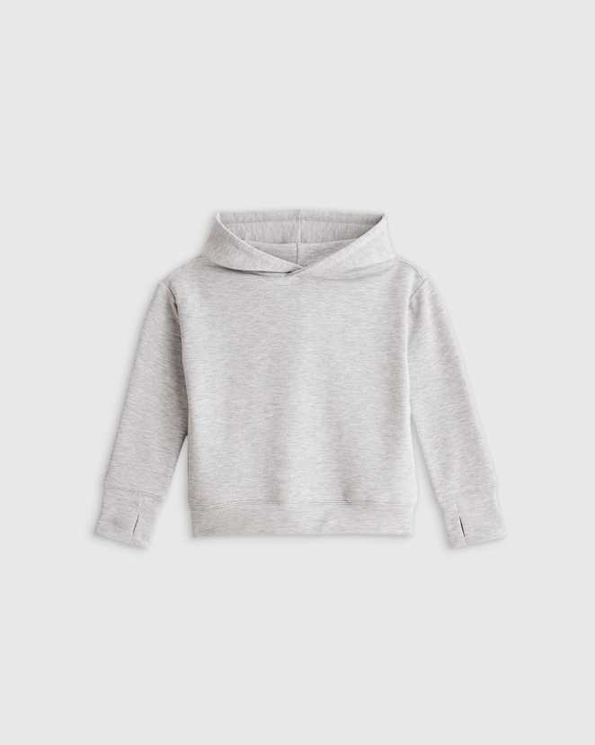 Heather Grey Girls SuperSoft Fleece Crop Pullover Hoodie