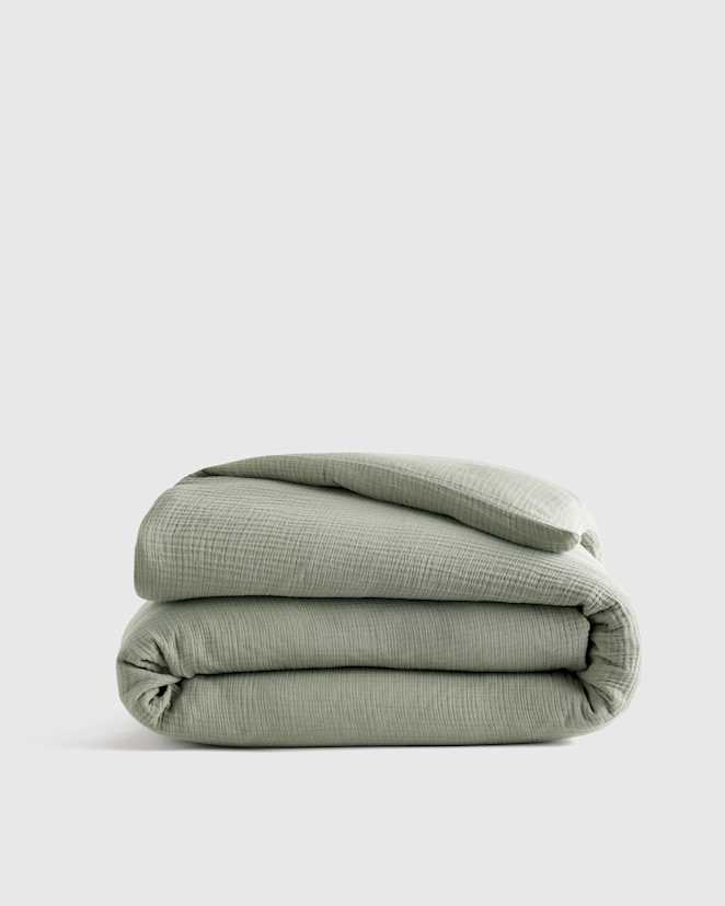 Dried Sage Organic Airy Gauze Duvet Cover