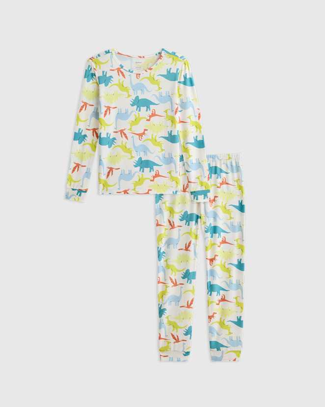 Colorful Dinos Bamboo Long Sleeve and Pant Pajama Set