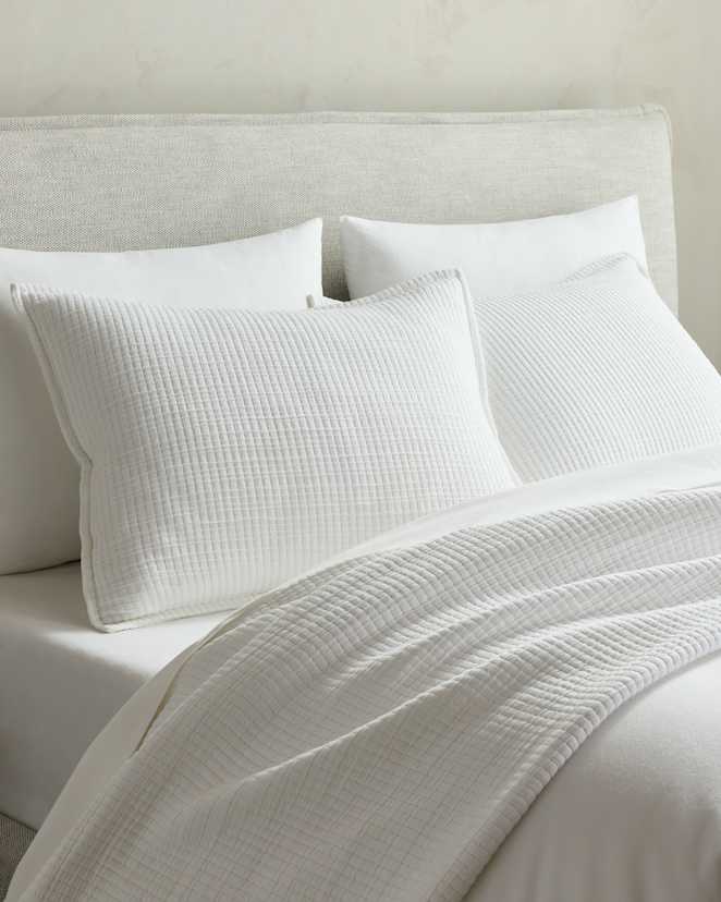 White Organic Cotton Ribbed Pillowcases