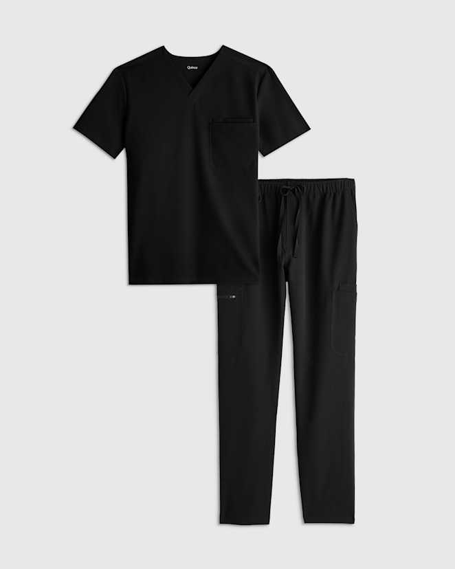 Bold Black Men's AeraFlex Scrubs Cargo Set