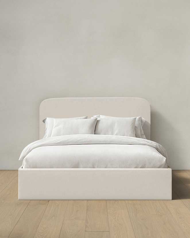 Ivory Curved Bed in Performance Linen