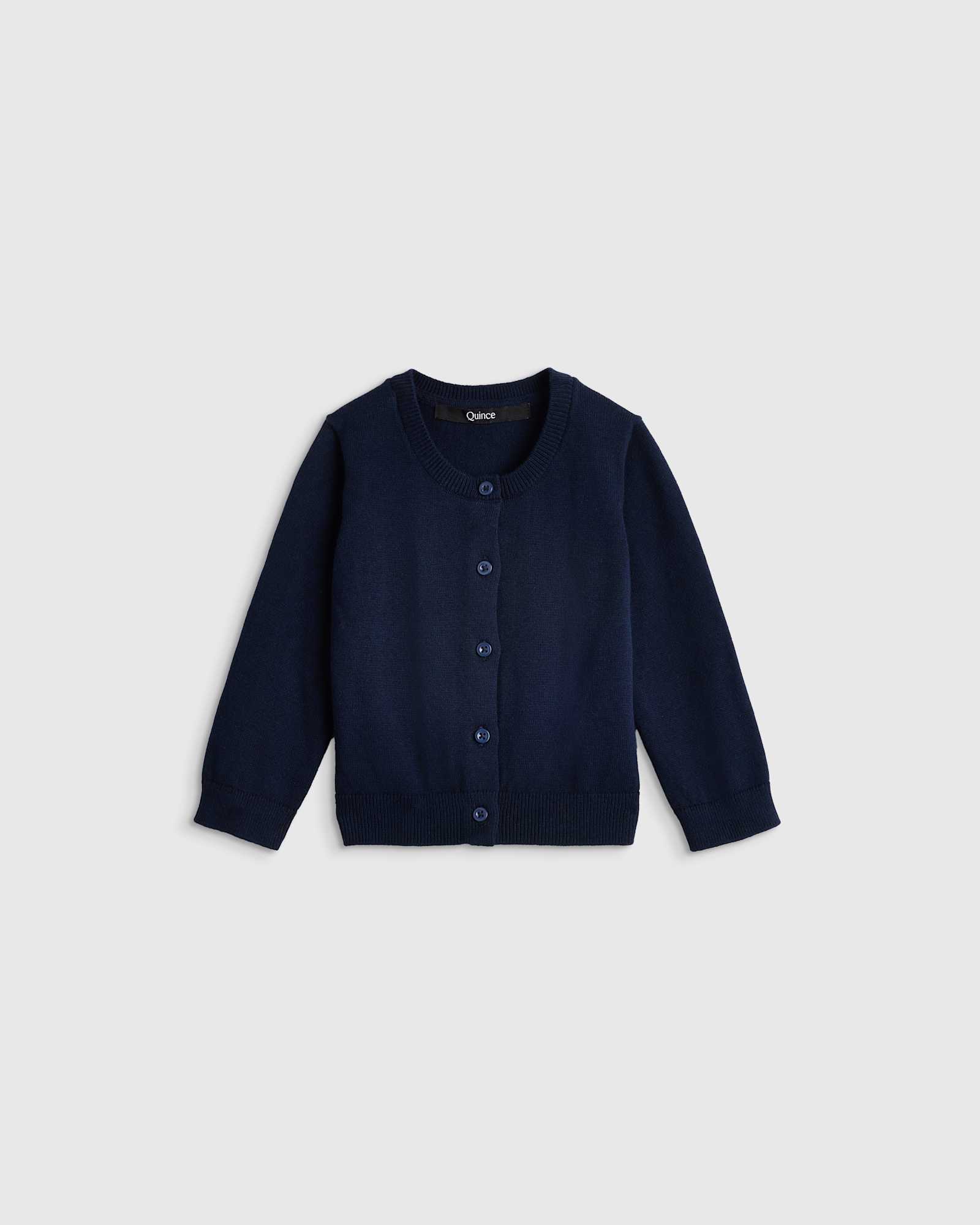 navy 100% Organic Cotton Crewneck Cardigan