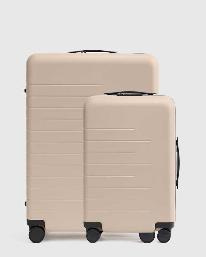 Tan Expandable Small Carry-On & Large Check-In Suitcase Bundle