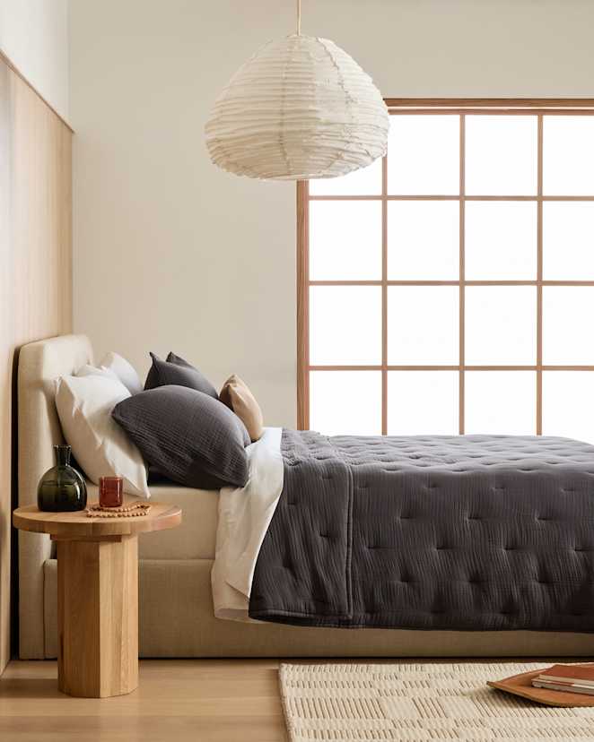 Charcoal Organic Cotton Gauze Dream Quilt