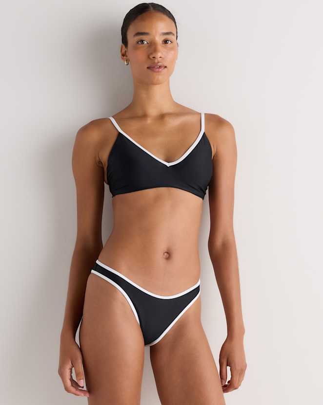 Black/White Italian V-Neck Bikini Top