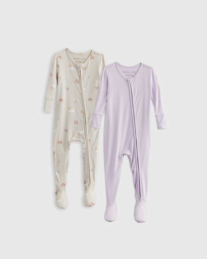 Rainbows Bamboo Tight Fit Footie Pajamas 2-Pack