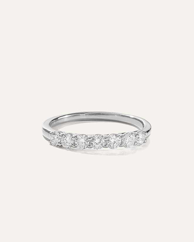 White Gold Lab Grown Diamond Round Seven Stone Band