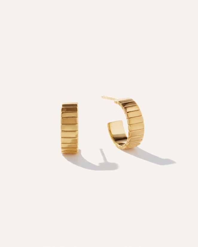 Gold Vermeil Ridge Half Huggie Hoops