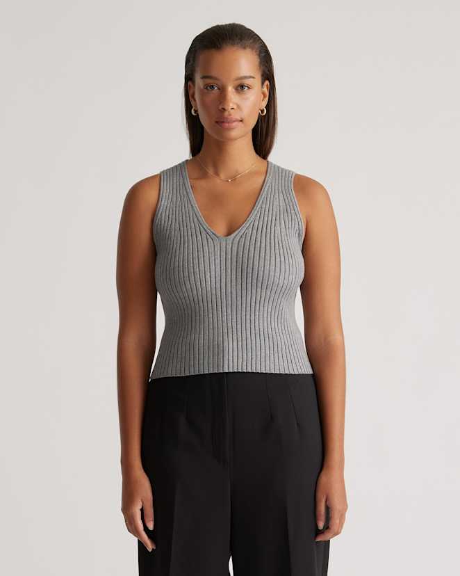 Heather Grey Eco-Knit Cropped Sweater Tank