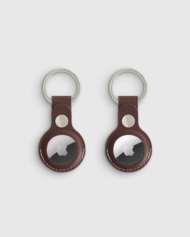 Dark Brown Nappa Leather AirTag Key Ring (2-Pack)