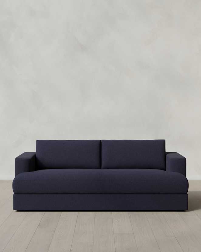 Navy Sierra Curved Arm Sofa in Performance Basketweave