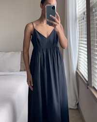 cotton sleeveless maxi dress black