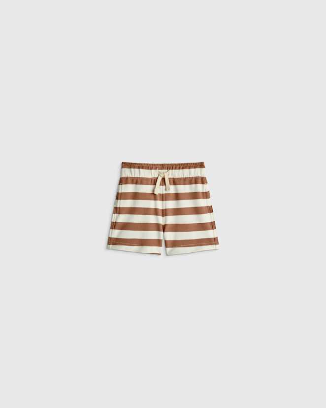 Brown Stripe Organic Cotton French Terry Short