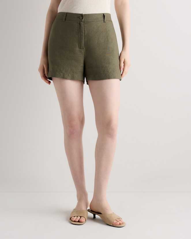 Bayberry Olive 100% European Linen Trouser Shorts