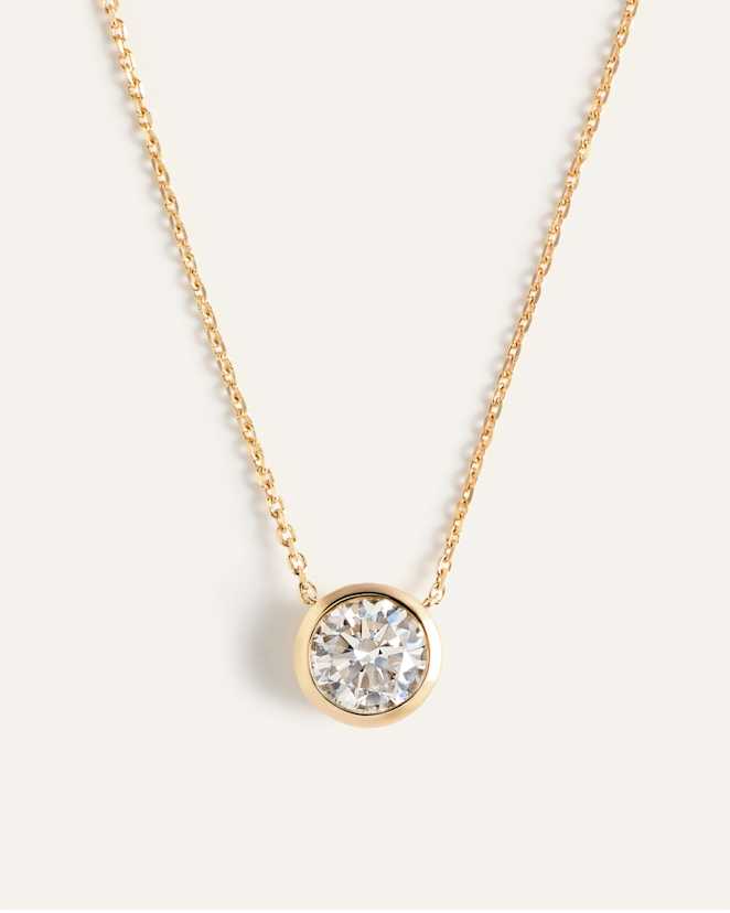 Yellow Gold 14K Gold Lab Grown Diamond Bezel Necklace