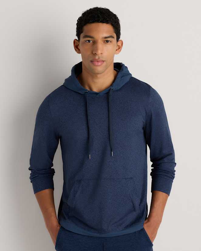 Heather Navy Pull à capuche hybride de performance en Flowknit