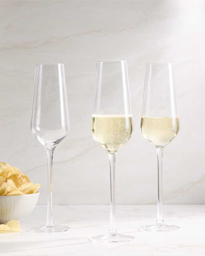 No Color Mouth Blown Champagne Flute (Set of 4)