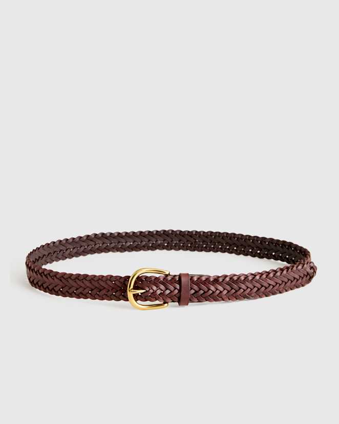Espresso Brown Josie European Leather Braided Belt
