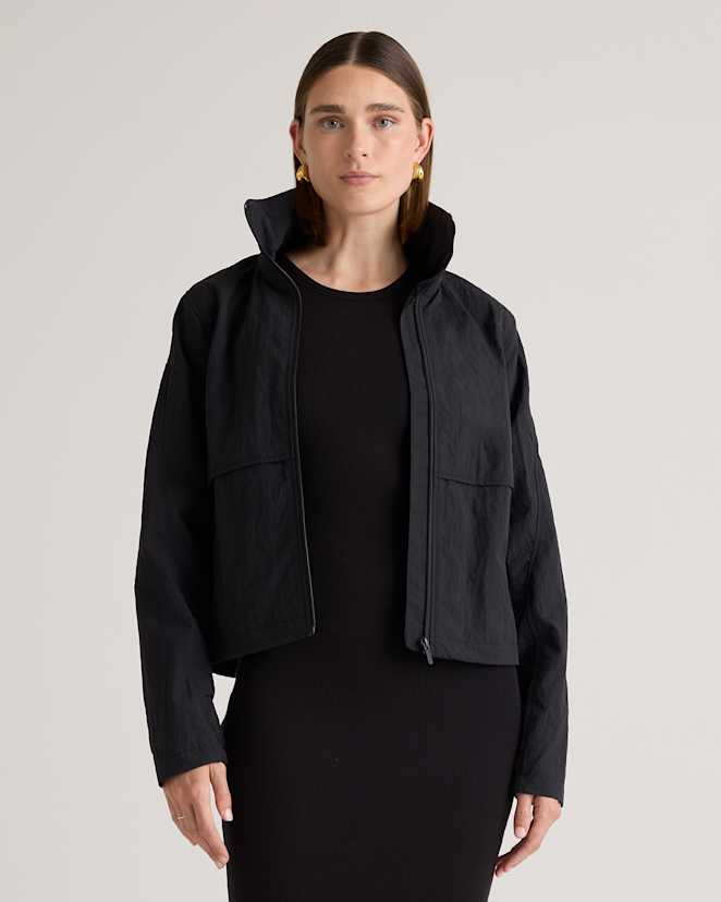 Black Water Repellent Windbreaker Jacket