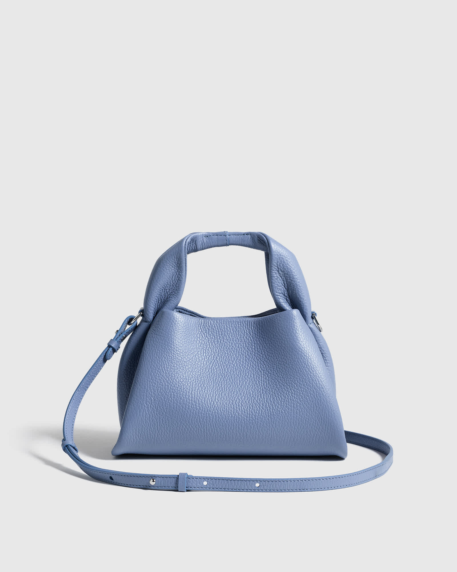 Moonstone Blue Italian Leather Trapeze Crossbody
