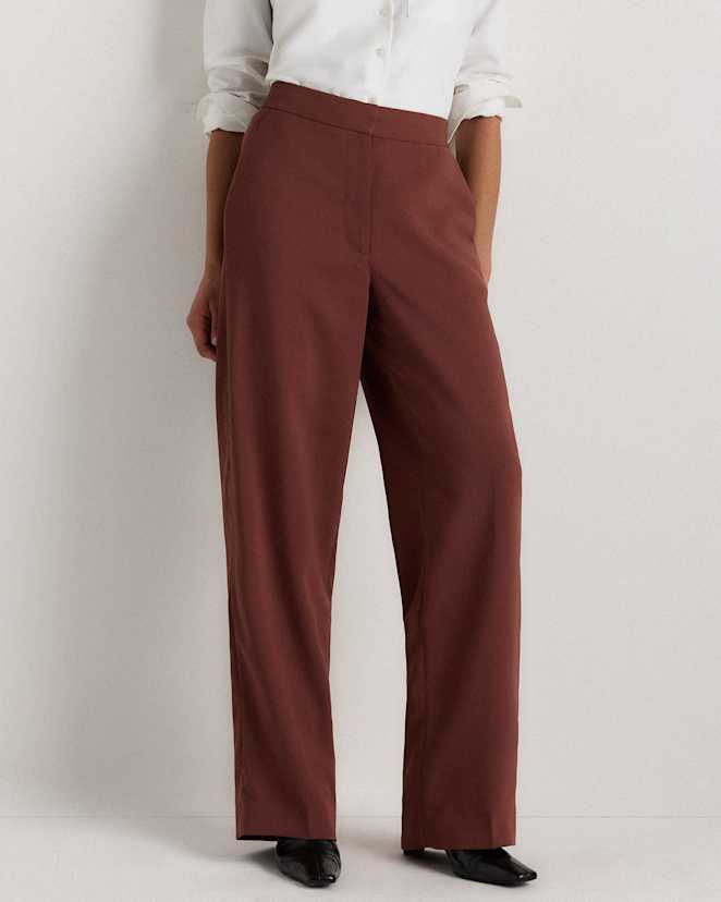Redwood Brown Stretch Crepe Classic Trouser Pants