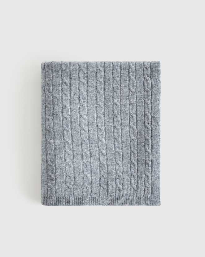 Heather Grey Couverture en tricot câblé de cachemire de Mongolie pour bébé