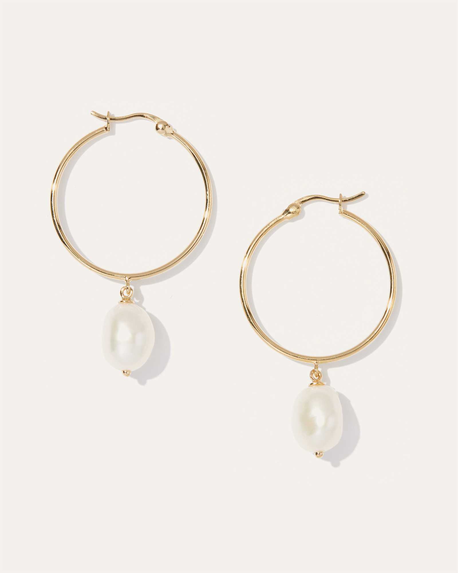 gold-vermeil Large Organic Freshwater Cultured Pearl Hoops