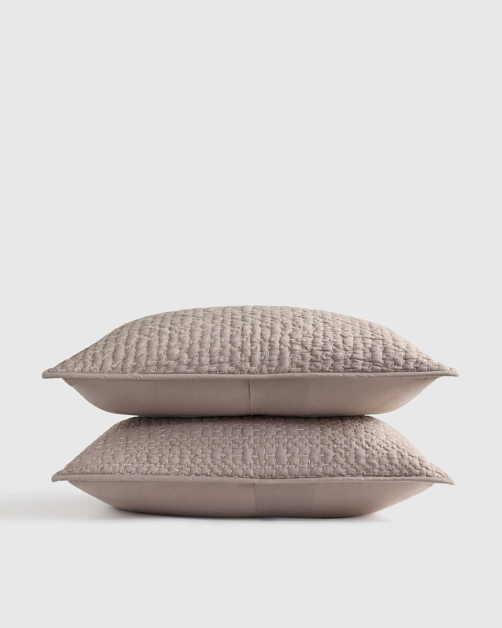 Stone Organic Cotton Hand Stitched Quilted Sham Set