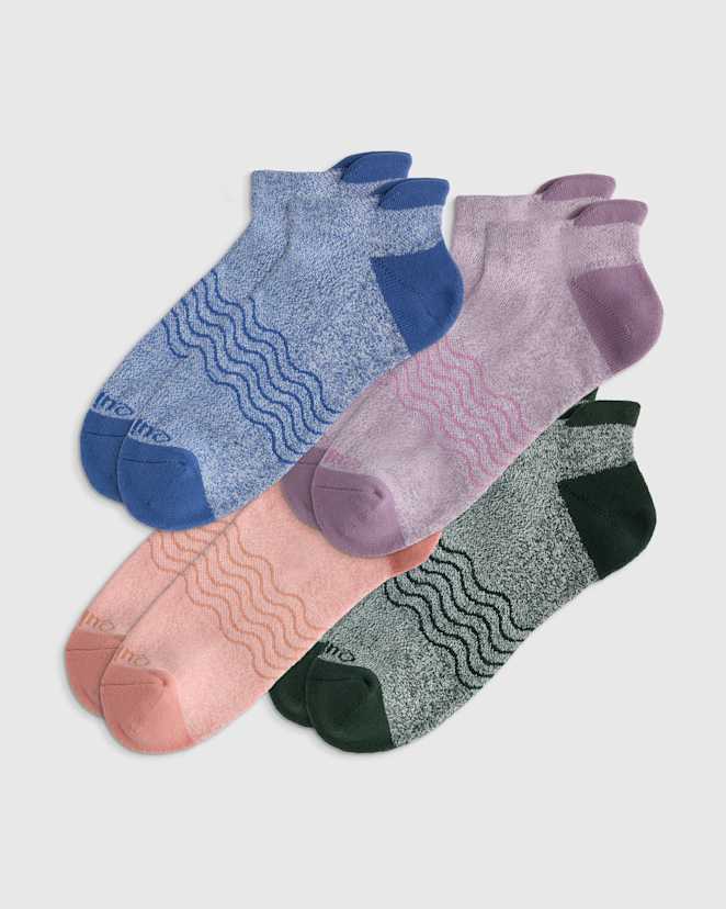 Pink/Blue/Purple Mix Everyday Cotton Colorblock Marl Ankle Socks (4-pack)