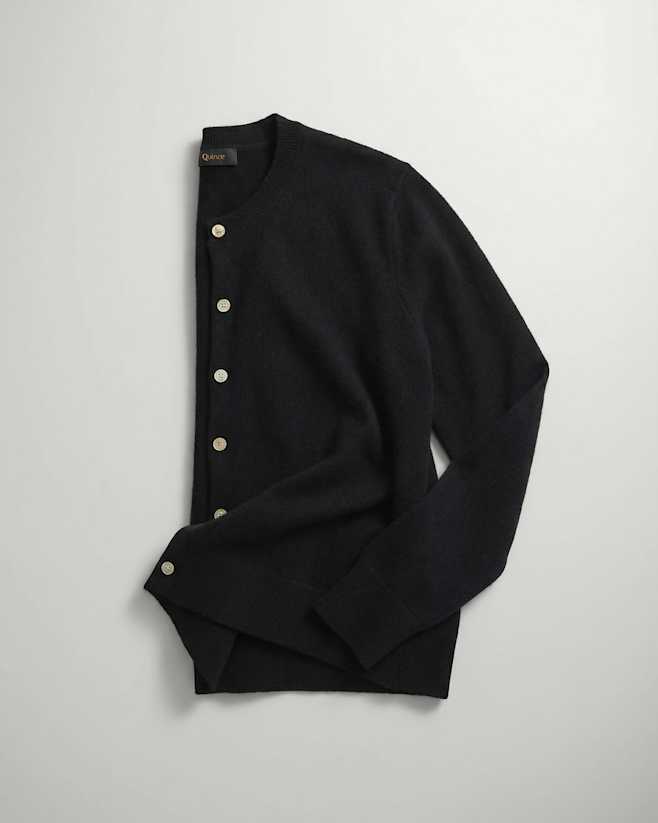 Black Mongolian Cashmere Cardigan Sweater