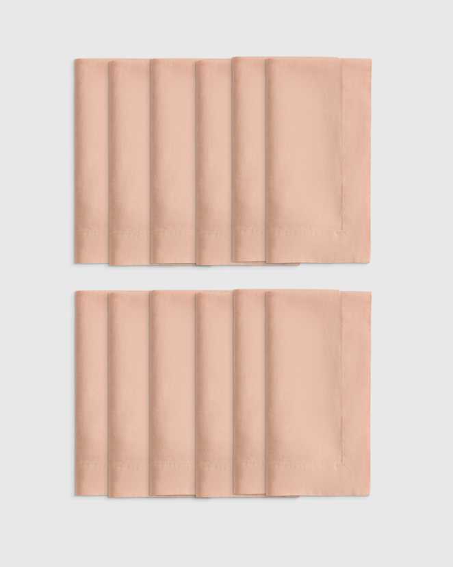 Peach European Linen Wide-Hem Napkins (Set of 12)