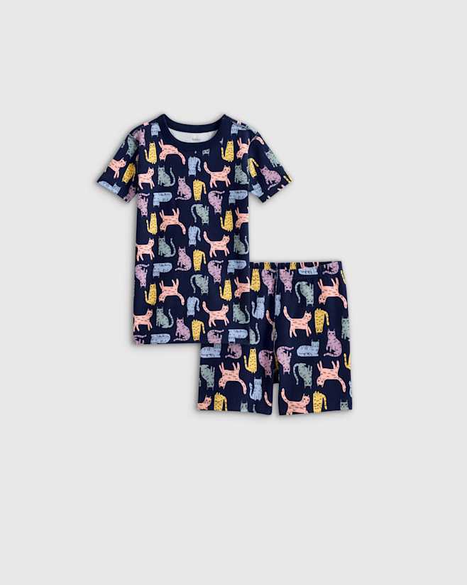 Cats 100% Organic Cotton Short Sleeve and Shorts Pajama Set