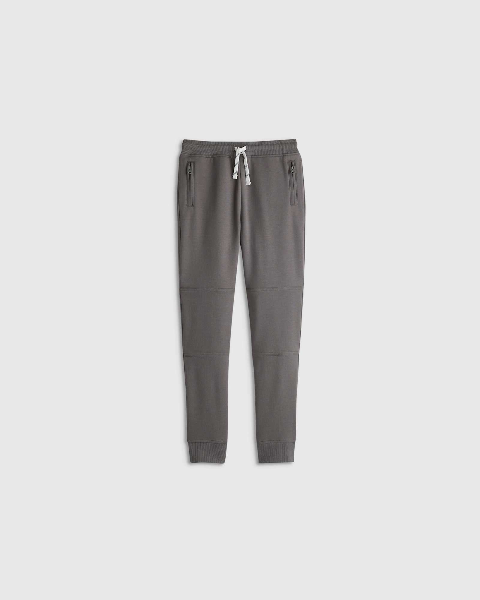 Dark Stone Organic Cotton French Terry Reinforced Knee Slim Jogger