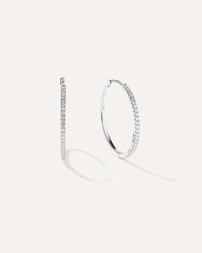 White Gold 14K Gold Diamond Pave Hoops