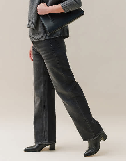 Charcoal Black Luna Stretch Relaxed Straight Jeans