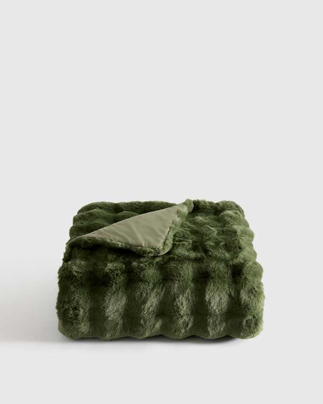 Forest Ruched Faux Fur Throw