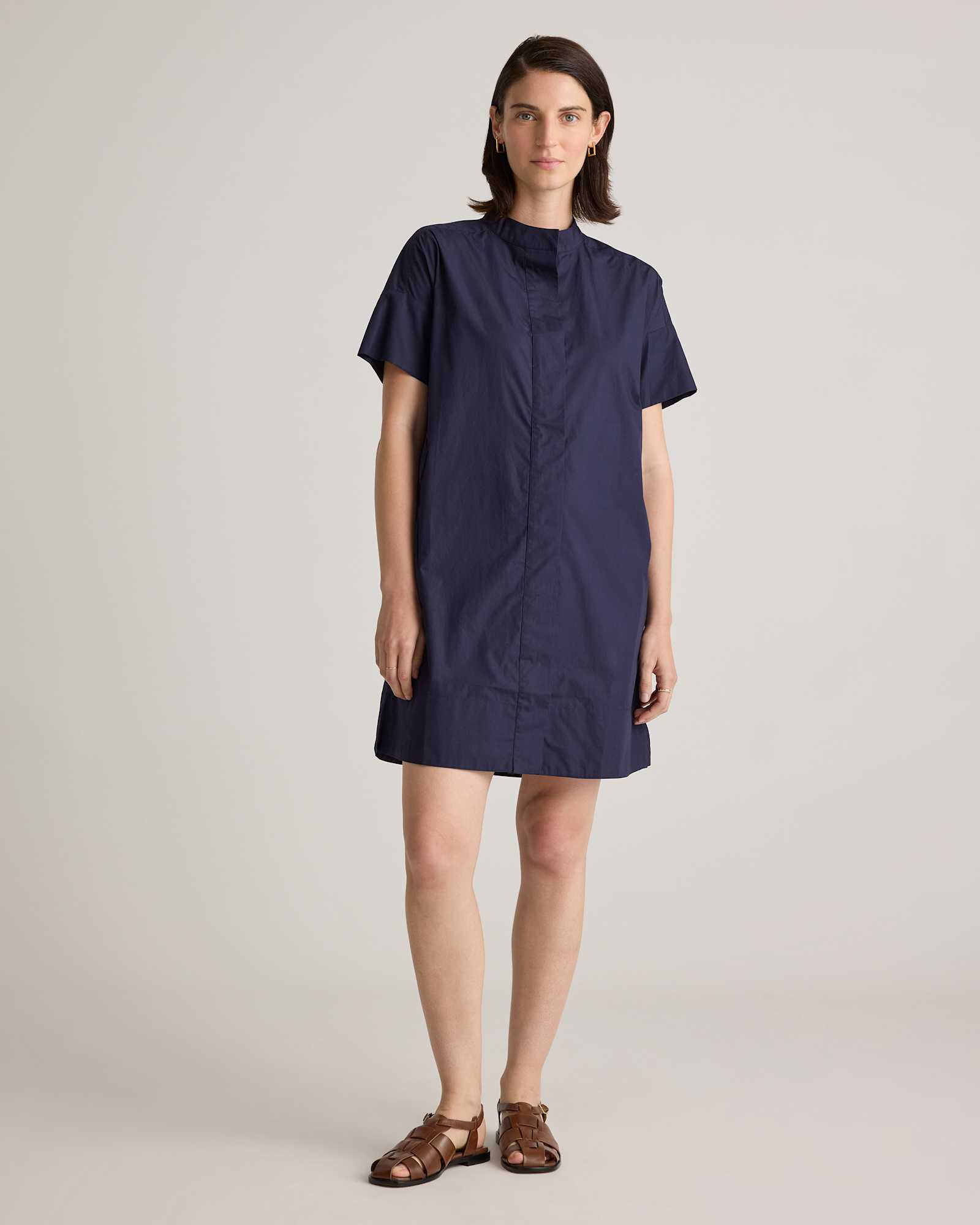 navy 100% Organic Cotton Short Sleeve Shirt Dress