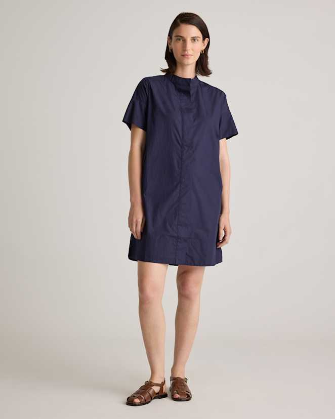 Navy 100% Organic Cotton Short Sleeve Shirt Dress