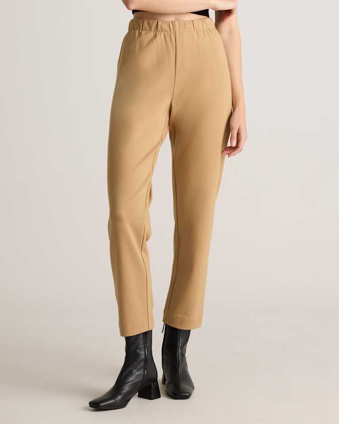 Soft Camel Organic Cotton Double Knit Straight Pants