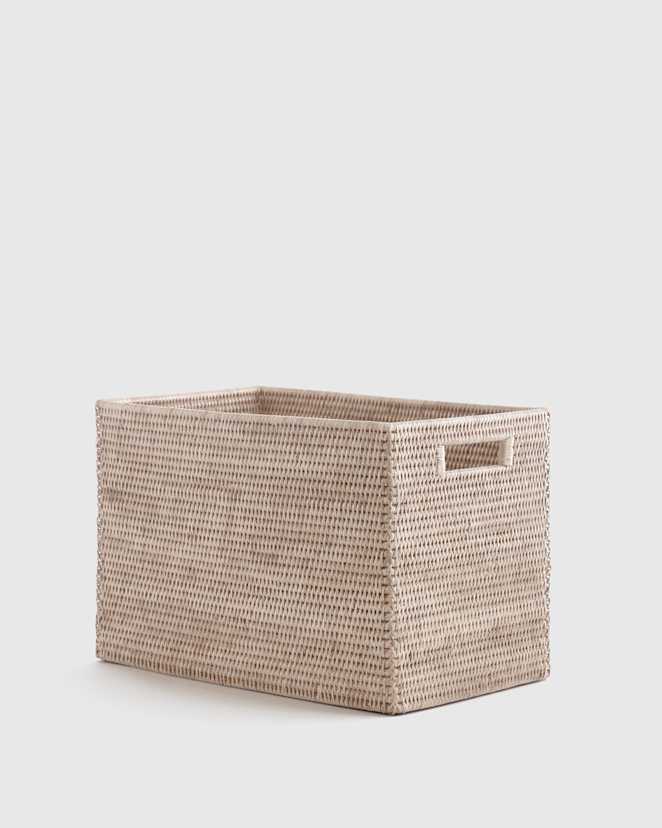 White Wash Handwoven Rattan Legal Size Storage Box