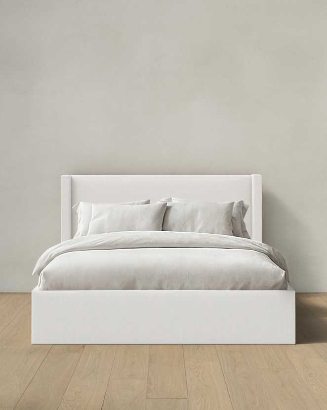 Snow Wingback Bed in Performance Velvet