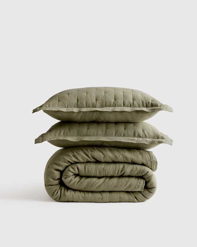 Willowleaf European Linen Dream Quilt Set