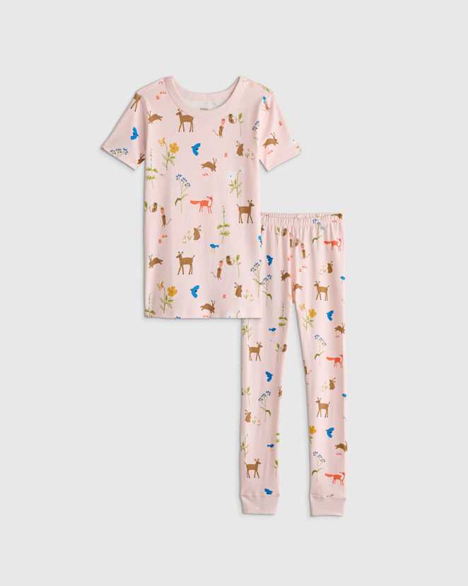 Woodland Floral 100% Organic Cotton Short Sleeve and Pant Pajama Set