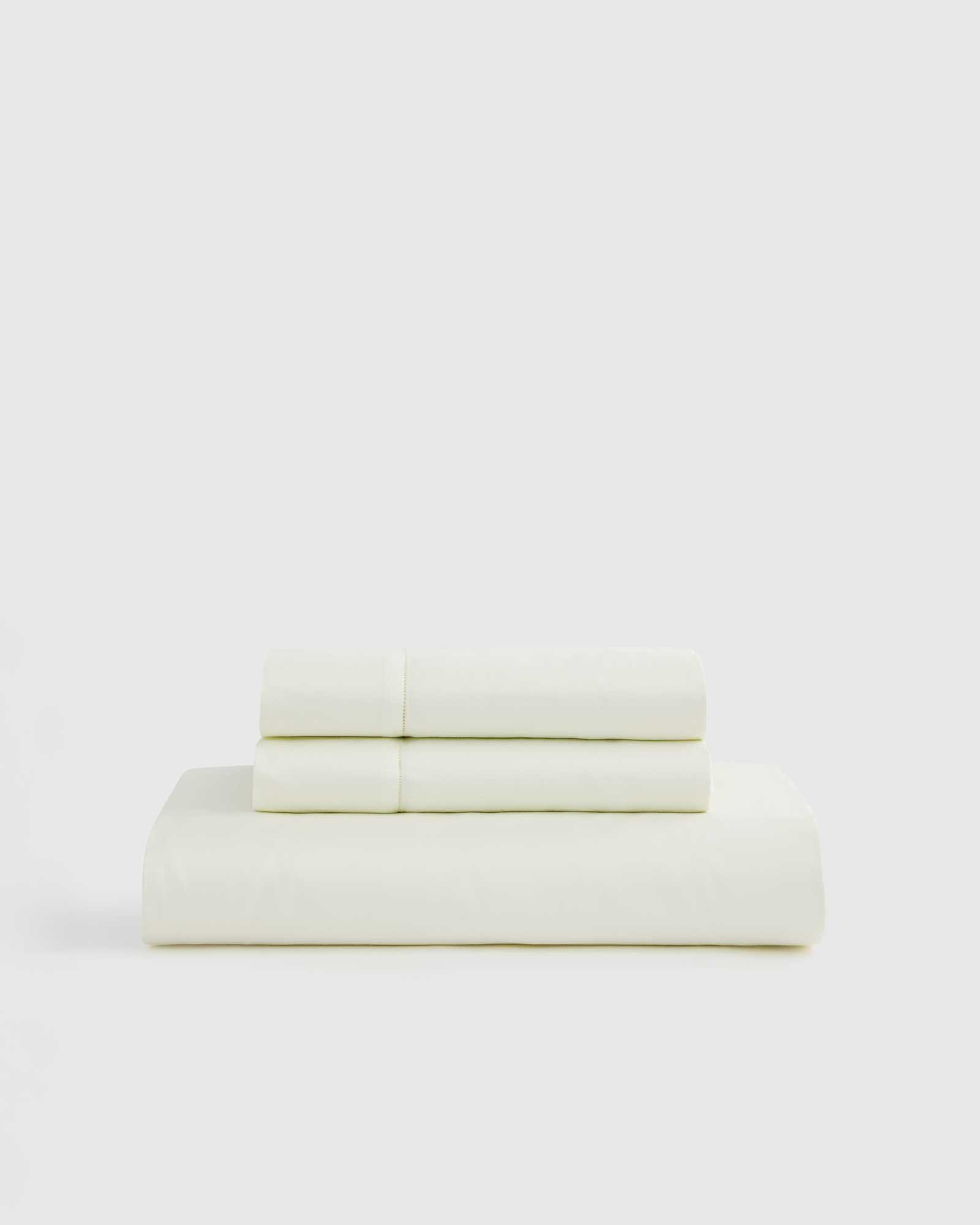 Ivory Giza Egyptian Cotton Sateen Fitted Sheet Set