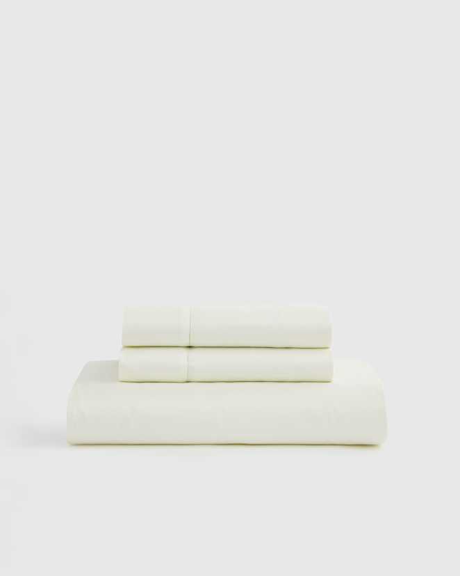 Ivory Giza Egyptian Cotton Sateen Fitted Sheet Set