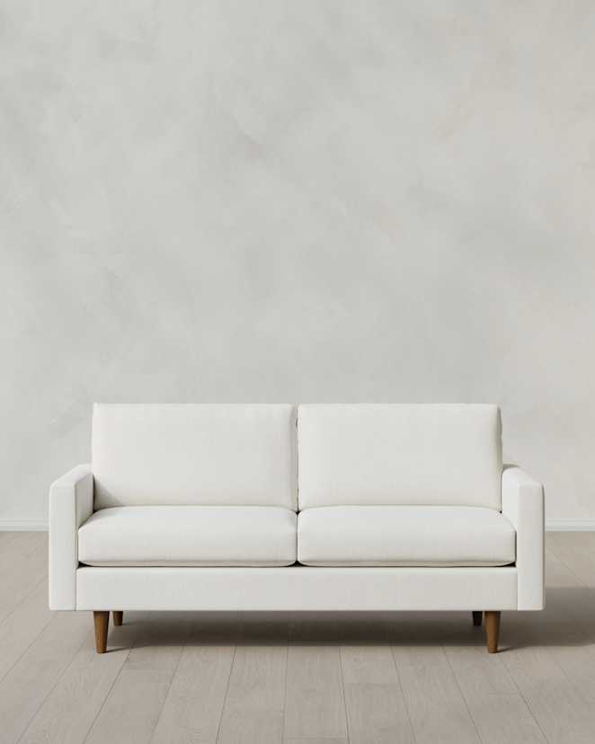 Marshmallow Atlas Midcentury Sofa in Performance Chenille Linen Blend