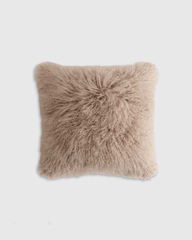 Khaki Luxe Mongolian Lamb Pillow Cover