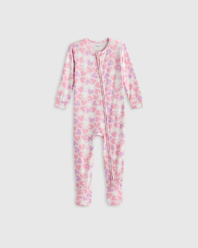 Lavender Hearts Bamboo Footie Pajama